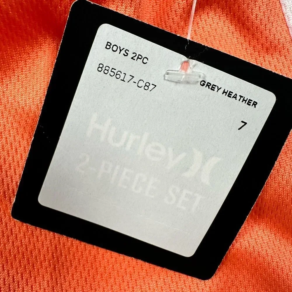 NWT Hurley Boys Kids Orange White Stripe Athletic Shorts - Size 7